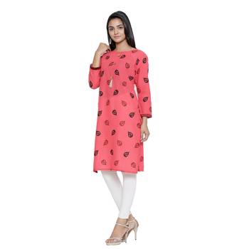 Coral printed cotton cotton-kurtis 3