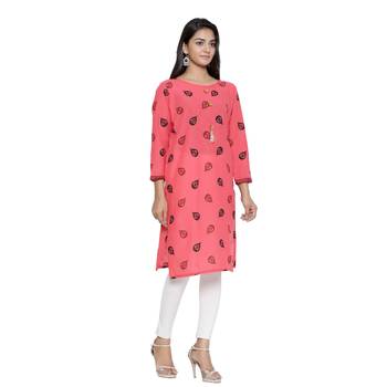 Coral printed cotton cotton-kurtis 4