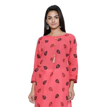 Coral printed cotton cotton-kurtis 5