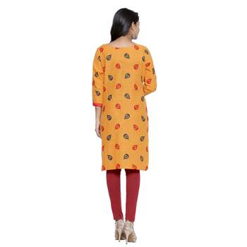 Mustard printed cotton cotton-kurtis 2
