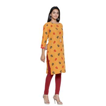 Mustard printed cotton cotton-kurtis 3
