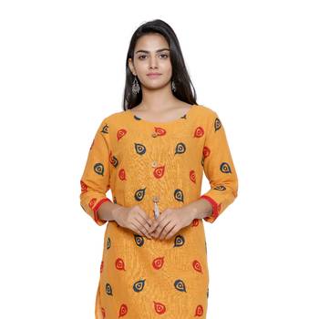 Mustard printed cotton cotton-kurtis 5