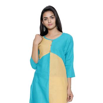 Turquoise printed cotton cotton-kurtis 5
