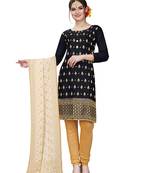 black embroidered cotton unstitched salwar with dupatta