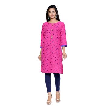 Pink printed cotton cotton-kurtis 1
