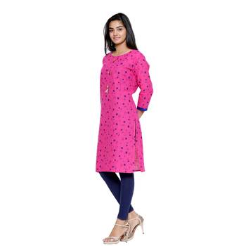 Pink printed cotton cotton-kurtis 3