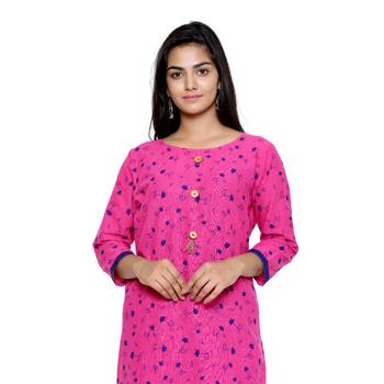 Pink printed cotton cotton-kurtis 5