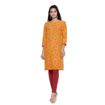 Mustard printed cotton cotton-kurtis 1