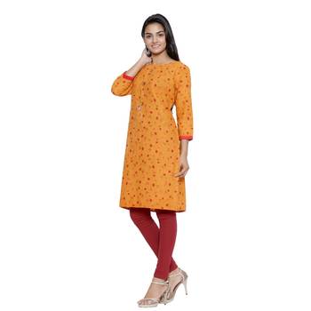 Mustard printed cotton cotton-kurtis 3