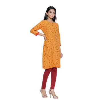 Mustard printed cotton cotton-kurtis 4