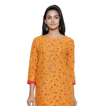 Mustard printed cotton cotton-kurtis 5