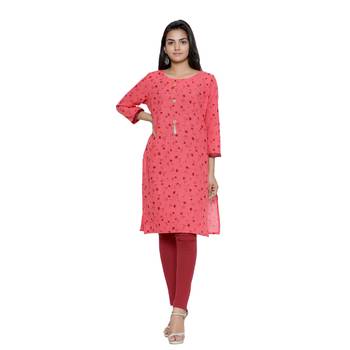 Coral printed cotton cotton-kurtis 1