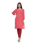 Coral printed cotton cotton-kurtis