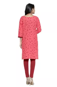 Coral printed cotton cotton-kurtis