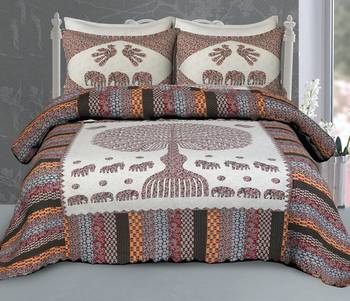 multicolor jaipuri Printed  heavy Double Bedsheet With Two pillow Covers (100*108) 1