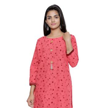Coral printed cotton cotton-kurtis 5