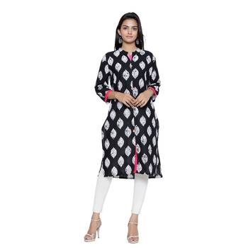 Black printed cotton cotton-kurtis 1
