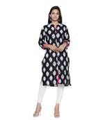 Black printed cotton cotton-kurtis