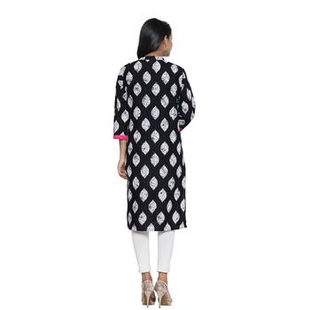 Black printed cotton cotton-kurtis 2