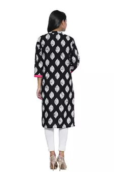 Black printed cotton cotton-kurtis