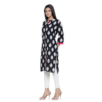 Black printed cotton cotton-kurtis 4