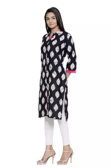 Black printed cotton cotton-kurtis