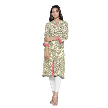 Cream printed cotton cotton-kurtis 1