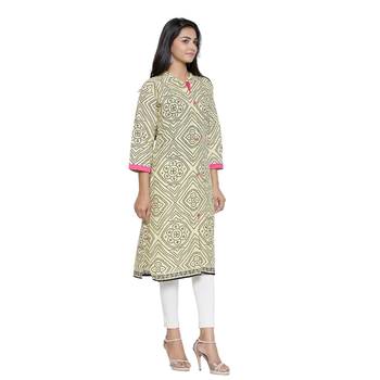 Cream printed cotton cotton-kurtis 3