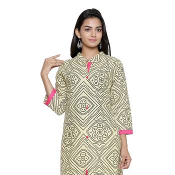 Cream printed cotton cotton-kurtis 5