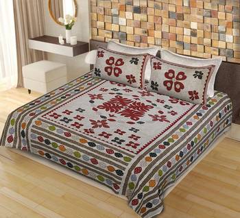 multicolor jaipuri Printed  heavy Double Bedsheet With Two pillow Covers (100*108) 1