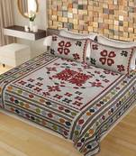 multicolor jaipuri Printed  heavy Double Bedsheet With Two pillow Covers (100*108)