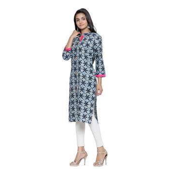 Grey printed cotton cotton-kurtis 3