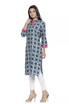 Grey printed cotton cotton-kurtis
