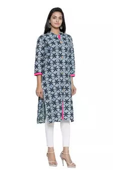 Grey printed cotton cotton-kurtis