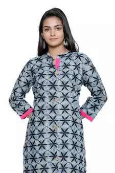 Grey printed cotton cotton-kurtis