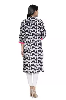 Black printed cotton cotton-kurtis