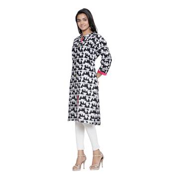 Black printed cotton cotton-kurtis 3