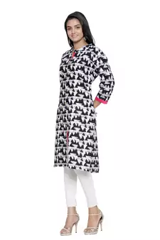 Black printed cotton cotton-kurtis