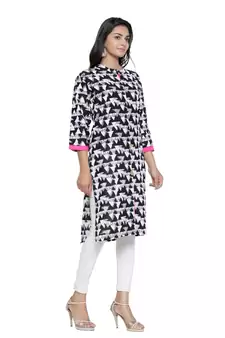 Black printed cotton cotton-kurtis