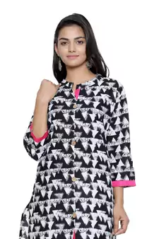 Black printed cotton cotton-kurtis
