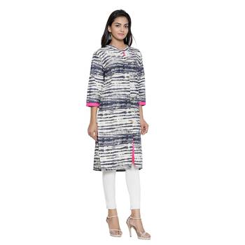 Off-white printed cotton cotton-kurtis 3