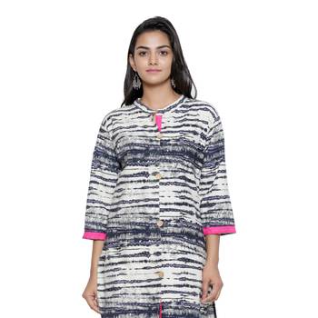 Off-white printed cotton cotton-kurtis 5