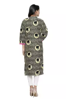 Black printed cotton cotton-kurtis