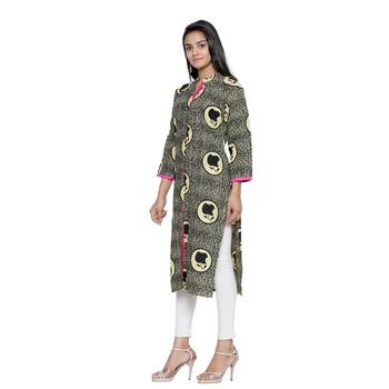 Black printed cotton cotton-kurtis 3