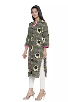 Black printed cotton cotton-kurtis