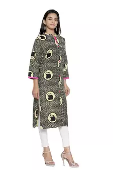 Black printed cotton cotton-kurtis
