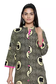 Black printed cotton cotton-kurtis