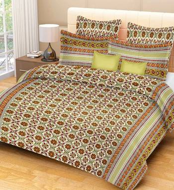 multicolor jaipuri Printed  heavy king size Double Bedsheet With Two pillow Covers 1