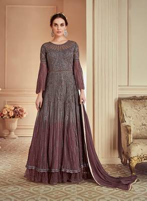 Grey embroidered net salwar 1