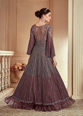 Grey embroidered net salwar 3